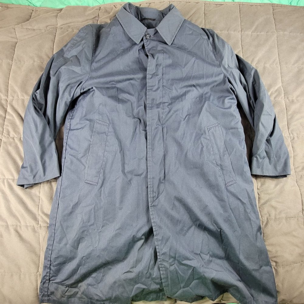 Rainfair Rain Topcoat Raincoat Faux Fur Lined Beltless Unisex 42 Dark Blue